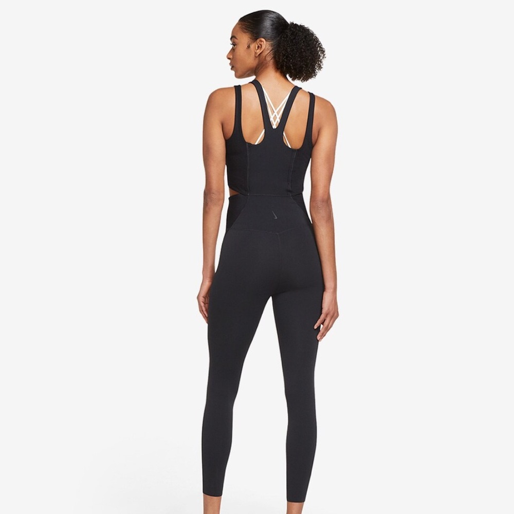 Nike - Black Dri-FIT Yoga Luxe Skinny Jumpsuit Activewear - Picture 2 of 10
